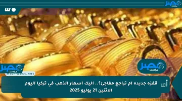 قفزة جديدة أم تراجع مفاجئ؟.. إليك أسعار الذهب في تركيا اليوم الاثنين 21 يوليو 2025